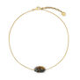 Beaded knit pendant necklace by Milena Zu